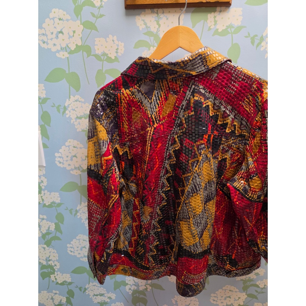 Ruby Rd Woman Multi Color Snakeskin Textured Abstract Print Jacket 16W - Picture 7 of 11